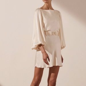 Shona Joy La Lune balloon sleeve mini dress with belt